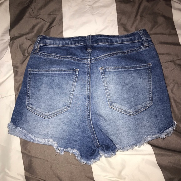 SOLD‼️ Blue High Rise Cheeky Shorts - Picture 3 of 4